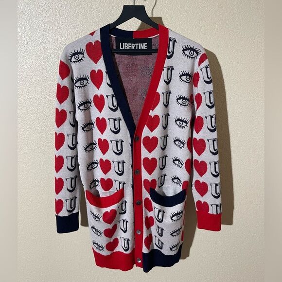 Libertine Sweaters - Libertine Women's Red and Black Cardigan Sweater